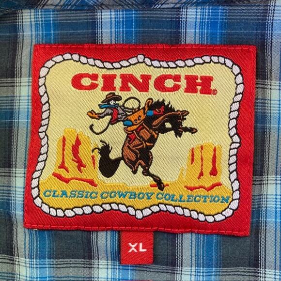 Cinch NEW Classic Cowboy Collection Black & Blue Plaid Snap Long Sleeve Shirt XL - Picture 5 of 7